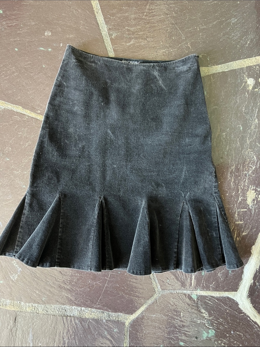 Betsey Johnson Black A-Line Skirt with Pleated Flounce